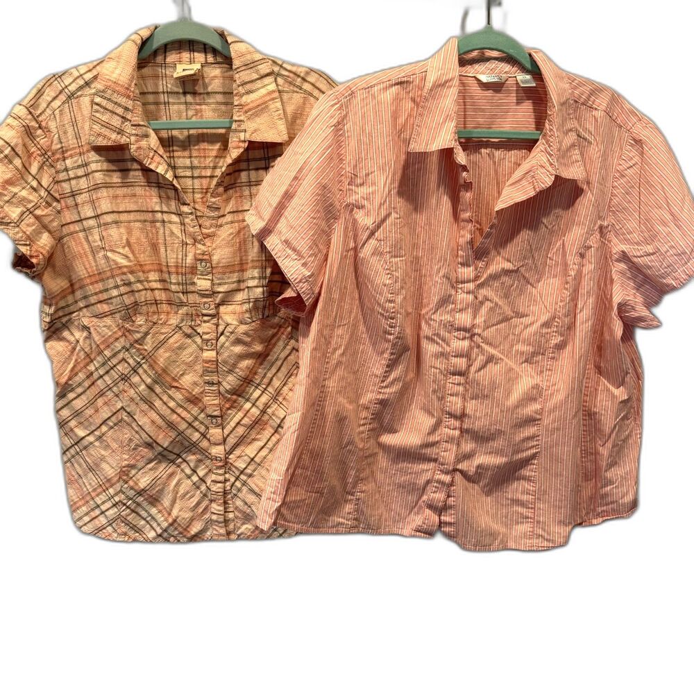 VTG Faded Glory Riders Shirt Lot Slimming Set Button Front Pink Plus 18W 20W 3X
